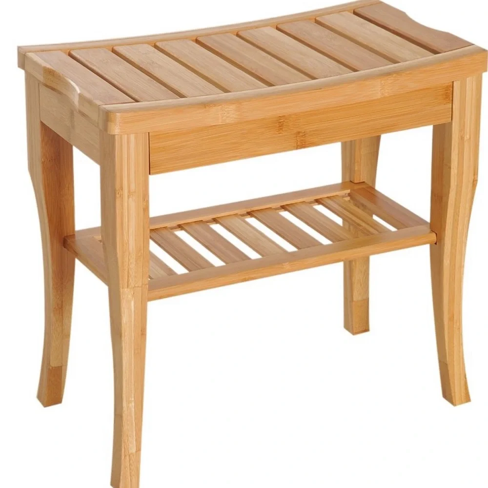Natural Bamboo Bath Storage Bench